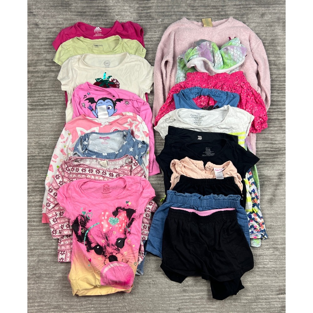 Lot of 20 Girls Size 6 6X Adidas Disney Pink Blue Mixed Pajamas Robe Bundle
